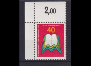 Bund 740 Eckrand links oben Jahr des Buches 40 Pf postfrisch