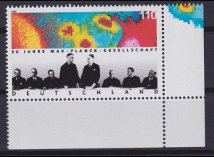 Bund 1973 Eckrand rechts unten 50 Jahre Max Planck-Gesellschaft 110 Pf **