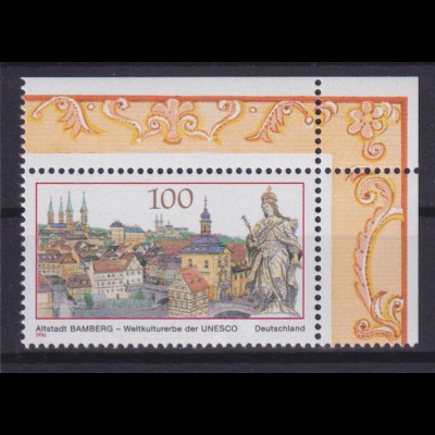 Bund 1881 Eckrand rechts oben UNESCO-Welterbe Altstadt Bamberg 100 Pf postfrisch