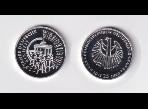 Silbermünze 25 Euro 25 Jahre Deutsche Einheit 2015 in Kapsel Stempelglanz