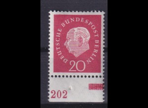 Berlin 184 v geriffelt mit Unterrand Theodor Heuss 20 Pf postfrisch /1