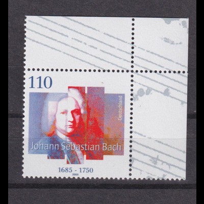 Bund 2126 Eckrand rechts oben Johann Sebastian Bach 110 Pf postfrisch