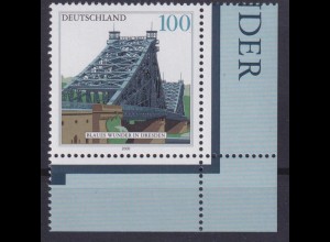 Bund 2109 Eckrand rechts unten Elbbrücke Blaues Wunder Dresden 100 Pf postfrisch