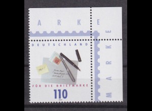 Bund 2148 Eckrand rechts oben Für die Briefmarke 110 Pf postfrisch