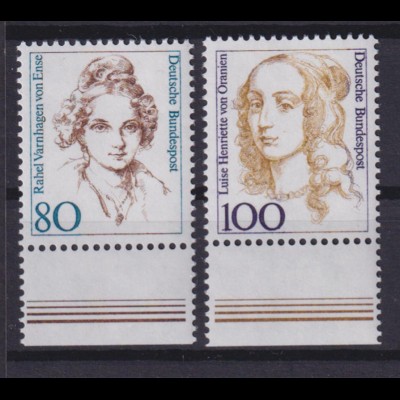 Bund 1755-1756 mit Unterrand Frauen 80 Pf + 100 Pf postfrisch