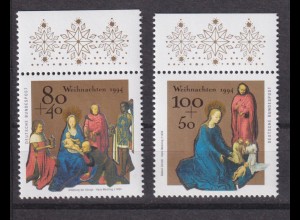 Bund 1770-1771 mit Oberrand Weihnachten 80+ 40 Pf, 100+ 50 Pf postfrisch