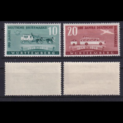 Französische Zone Württemberg 49-50 100 Jahre Briefmarken 10 Pf + 20 Pf **