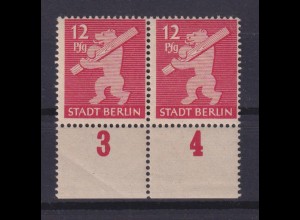 All. Besetzung Berlin 5A Plf. IV im Paar mit Unterrand Berliner Bär 15 Pf **