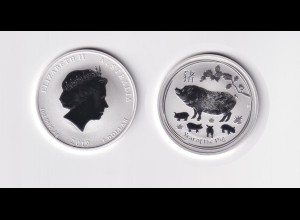 Silbermünze 1 Oz Australien Lunar II. Schwein 1 Dollar 2019 Stgl. Kapsel