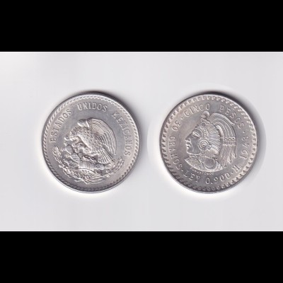 Silbermünze Mexiko Aztekenkaiser Cuauthemoc 5 Pesos 1948 