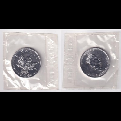 Silbermünze 1 OZ Kanada 5 Dollar 1999/2000 Maple Leaf original eingeschweißt