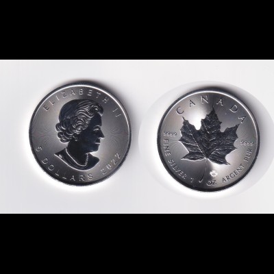 Silbermünze 1 OZ Kanada 5 Dollar 2022 Maple Leaf