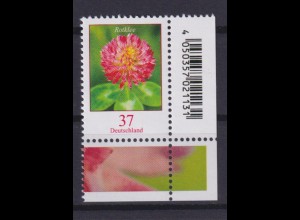 Bund 3656 EAN-Code Eckrand rechts unten Blumen Rotklee 37 C postfrisch