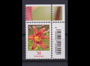 Bund 3509 EAN-Code Eckrand rechts oben Blumen Rotklee 30 C postfrisch