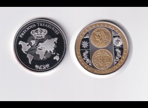 Medaille mit Motiv weltbekannter Münze Precious Treasuries Goldapplikation /M4