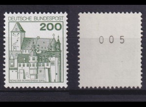 Bund 920 RM mit Nr. 005 Burgen+Schlösser 200 Pf postfrisch alte Fluoreszenz