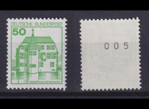 Bund 1038 RM mit Nr. 005 Burgen+Schlösser 50 Pf postfrisch alte Fluoreszenz