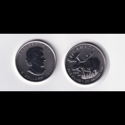 Silbermünze Kanada 1 OZ 5 Dollars Wildlife Elch 2012