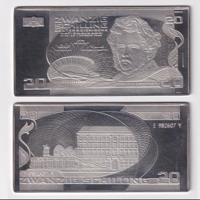 Silberbarren 117 Gramm Österreich Banknote 20 Schilling 1986