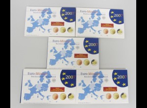 BRD Euro KMS 2007 A, D, F, G, J mit je 2 Euro Römische Verträge + Mecklenburg