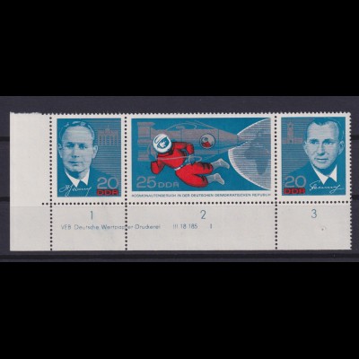 DDR 1138-1140 Zusammendruck mit DV Besuch sowjetischer Kosmonauten postfrisch