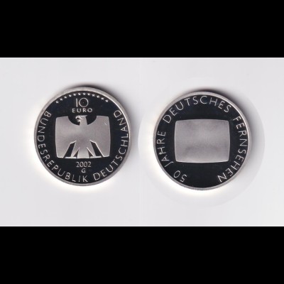 Silbermünze 10 Euro spiegelglanz 2002 50 Jahre Deutsches Fernsehen 