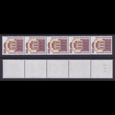Bund 1679 RM 5er Streifen gerader Nummer SWK 500 Pf postfrisch