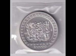 Silbermünze 5 Oz Mexiko Pidaa de Tizoc 10.000 Dollar 1992 eingeschweist