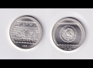 Silbermünze 1 Oz Mexiko Bajorrelieve Tajin 5 Pesos 1993