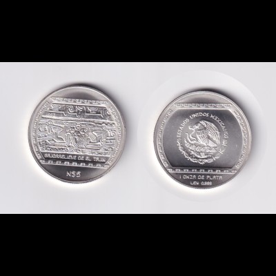 Silbermünze 1 Oz Mexiko Bajorrelieve Tajin 5 Pesos 1993