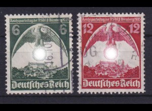 Dt. Reich 586-587 Reichsparteitag, Nürnberg 6 Pf + 12 Pf gestempelt Potsdam 