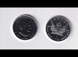 Silbermünze 1 OZ Kanada 5 Dollar 2009 Maple Leaf