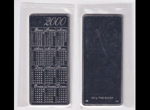 Silberbarren 100 Gramm Kalender 2000 eingeschweisst