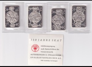 Silberbarren 4x 15 Gramm 999,9 Silber 150 Jahre Skat Jubiläumsprägung 