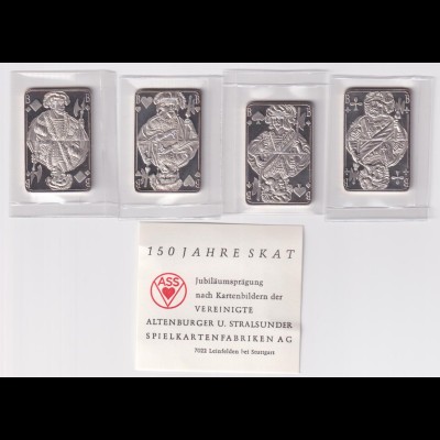 Silberbarren 4x 15 Gramm 999,9 Silber 150 Jahre Skat Jubiläumsprägung 