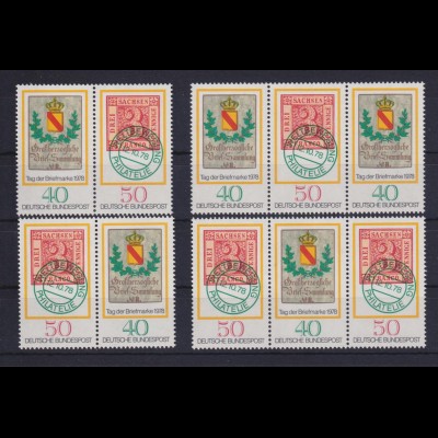 Bund 980-981 4 verschiedene Zusammendrucke Tag der Briefmarke 40 Pf + 50 Pf **