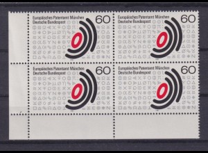 Bund 1088 Eckrand links unten 4er Block Europäisches Patentamt 60 Pf postfrisch