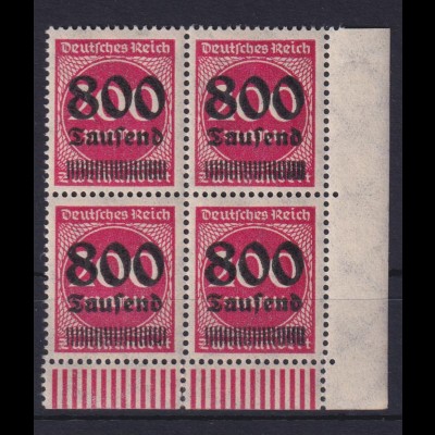 Deutsches Reich 303 Eckrand rechts unten 4er Block Ziffern im Kreis 800 Tsd **