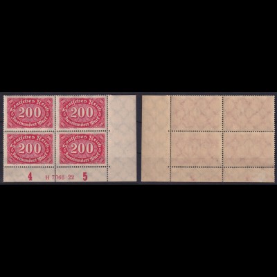 Deutsches Reich 248 Eckrand rechts unten HAN Ziffern im Queroval 200 Mark ** /1