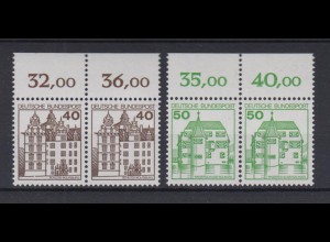 Bund 1037-1038 mit Oberrand waagerechtes Paar Burgen+Schlösser 40 Pf +50 Pf **