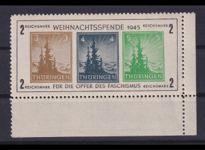 Sowjetische Zone Thüringen Block 1x Type VI Weihnachtsspende 1945 postfrisch