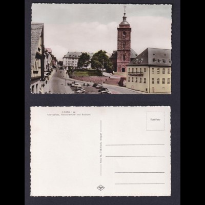 Ansichtskarte Siegen i. W. Marktplatz Nikolaikirche und Rathaus 