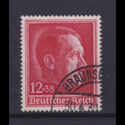 Deutsches Reich 664 Geburtstag Adolf Hitler 12+ 38 Pf gestempelt /2 Braunschweig