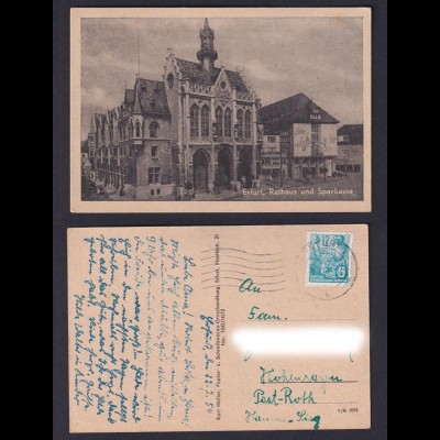 Ansichtskarte Erfurt Rathaus und Sparkasse 