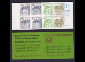 Bund Markenheftchen 24 h mit Randzahlen Burgen + Schlösser 1982 postfrisch