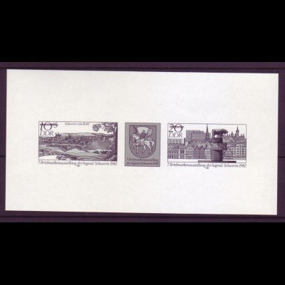 DDR Schwarzdruck 2722-2723 Briefmarkenausstellung der Jugend Schwerin 1982