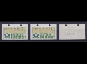 Bund ATM 1 60 Pf 3x geschlossene Transportlöcher dabei 1x mit Nummer
