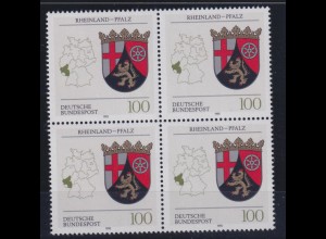 Bund 1664 4er Block Wappen der Länder der BRD Rheinland-Pfalz 100 Pf postfrisch