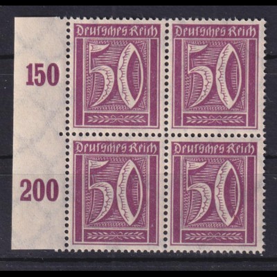 Deutsches Reich 183 b Seitenrand links 4er Block Ziffern 50 Pf postfrisch 