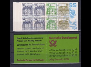 Bund Markenheftchen 24b Burgen+Schlösser 1982 gestempelt Frankfurt